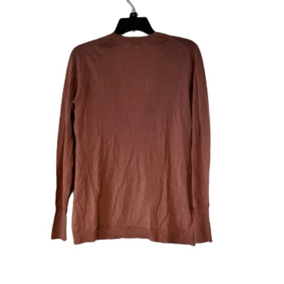 Loft Dusty Pink Cardigan Sweater - 70% Wool - Embellished Faux Pockets - Medium - Picture 2 of 5